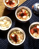 Steamed rice with fish, seaweed and wasabi