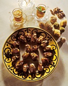 Tunisian walnut-stuffed dates and assorted chocolates