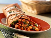 Burrito with chick-peas and peppers