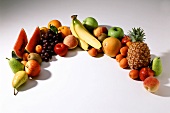 Fresh fruit arranged in an arc