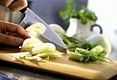 Cutting up fennel