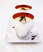 Marzipan mousse with chocolate curls