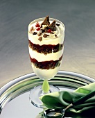Quark cream with cranberries and pumpernickel