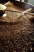 Coffee beans in roaster