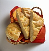 Flatbread with sesame in bread basket