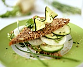 Wholemeal bread with cucumber, courgette and radish