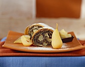 Poppy seed strudel with pears