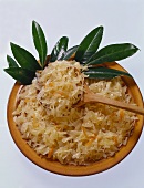 Sauerkraut with carrots and bay leaves
