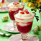 Rhubarb pudding with vanilla cream for Easter