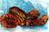 Dried tomatoes on cellophane