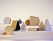 Various types of cheese and fruit