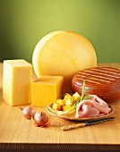 Irish cheese specialities with ham and onions