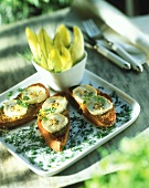Crostini with goat's cheese and fresh herbs