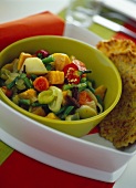 Mixed vegetables with barley pancakes