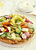 Pizza with vegetables and mozzarella