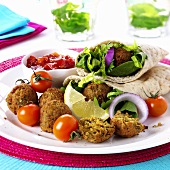 Wraps with falafel and tomato salsa