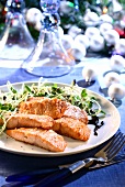 Salmon fillet with sprouts for Christmas