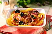 Savoury orange salad with onions and olives