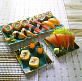Three sushi platters
