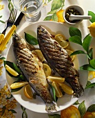 Barbecued trout with lemons and capers