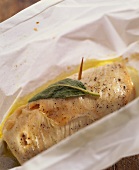 Turkey roulade with sage in paper