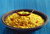 Dal tadka (lentil dish with chillies and tomatoes, India)