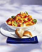 Tortiglioni with spicy tomato sauce