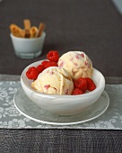 Raspberry and caramel ice cream