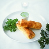 Filo pastry rolls with sheep’s cheese filling