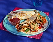 Tortillas with chicken and vegetable filling