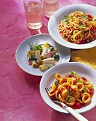 Three different pasta dishes
