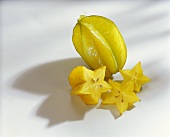 Whole carambola and one with piece cut off