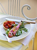 Red mullet with lemon sauce and tomato tartlet