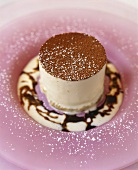 Tiramisu cake with chocolate sauce