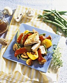 Chicken breast with mixed vegetables and mushrooms