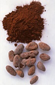 Kakaobohnen und Kakaopulver
