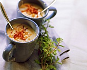 Light cream of carrot soup with air-dried tomatoes