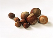 Hazelnuts with and without shells