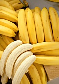 Mehrere geschälte und ungeschälte Bananen
