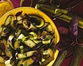 Courgette salad with red basil