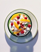 A Bowl of Plain Yogurt Mixed with Fresh Fruit