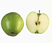 One whole and one half Granny Smith apple