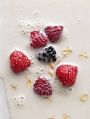 Berries with muesli in milk