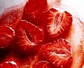 Strawberry dessert with a dash of champagne (close-up)