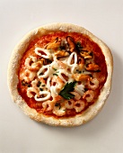 Pizza ai frutti di mare (Seafood pizza, Italy)
