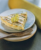 A piece of courgette gratin with dill