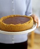A chocolate flan in sweet pastry