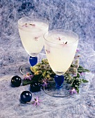 Champagne cocktail with borage flowers