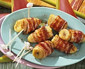 Rum bananas wrapped in bacon