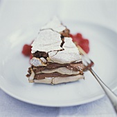 A piece of chocolate meringue gateau